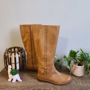 Sperry Tan Leather Riding Boots | Wide Calf | 7.5